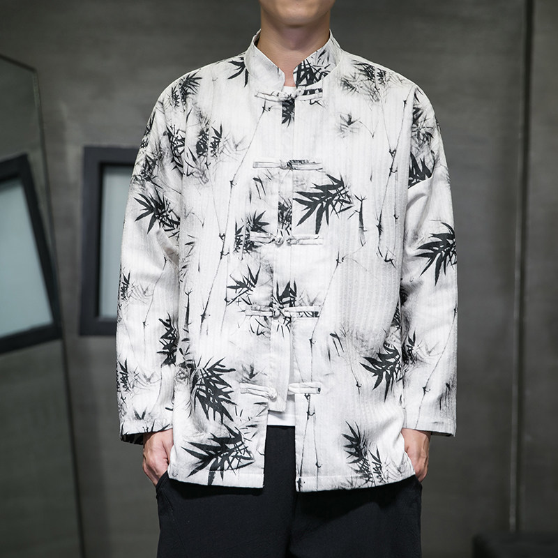 2024秋冬风男装印花中式盘扣唐装汉服夹克外套C229/Y787/P95,男装夹克,电商C229