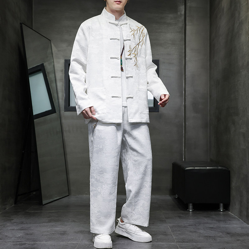 2024春夏风男装中式唐装汉服刺绣套装两件套C229-TZ359-P140,男装休闲套装,电商C229
