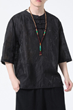 2024夏风男装复古盘扣中式中式唐装汉服短袖T恤C229-T210-P60，男装T恤，电商C229