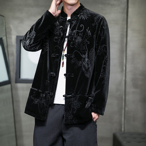2024秋风男装丽丝绒复古中式唐装汉服夹克外套C229/Y790/P95图片