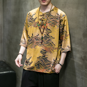 2024春夏风男装冰丝唐装汉服polo衫短袖T恤C229/T197/P55图片