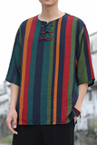 2024夏季风男装复古中式唐装汉服短袖五分袖T恤C229/T173/P50，男装T恤，电商C229