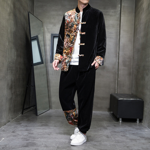 风男装丽丝绒复古中式唐装汉服套装两件套C229/TZ357/P125图片