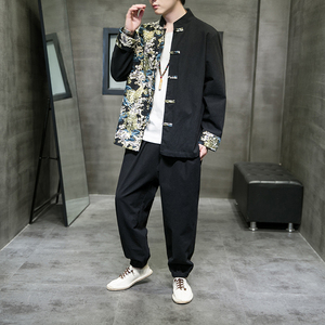 2025秋冬风男装棉麻唐装汉服套装两件套大码C229/TZ334/P105图片