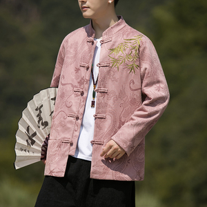 2024冬风男装鹿皮绒复古中式唐装汉服夹克外套C229/Y756/P105