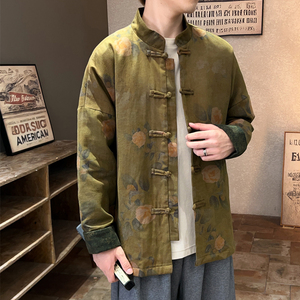 2025秋冬风男装棉麻亚麻唐装汉服夹克外套大码C229/Y722/P90图片