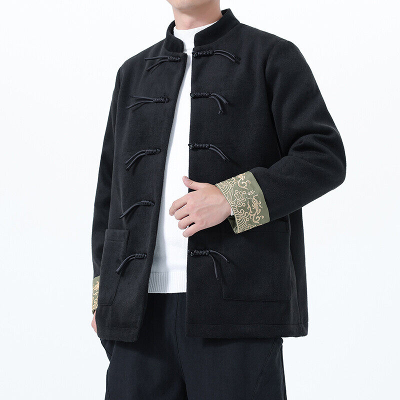 2025秋冬风男装毛呢唐装汉服夹克外套大码C229-Y1130-P130图片
