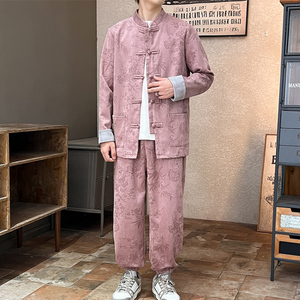 2025秋风男装鹿皮绒唐装汉服套装两件套大码C229-TZ363-P160图片