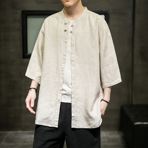 2024夏季风男装棉麻亚麻唐装汉服五分短袖衬衫C229/Y602/P55图片