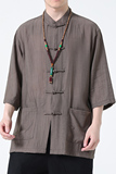 2024夏风男装冰丝唐装汉服短袖五分袖衬衫衬衣C229-Y902-P65，男装衬衫，电商C229