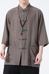 2024夏风男装冰丝唐装汉服短袖五分袖衬衫衬衣C229-Y902-P65图片
