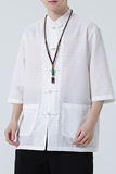 2024春夏风男装盘扣中式唐装汉服短袖衬衫衬衣C229-Y906-P65，男装衬衫，电商C229