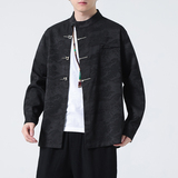 2024春夏新款风男装冰丝唐装中式汉服长袖衬衫C229-Y997-P80，男装衬衫，电商C229