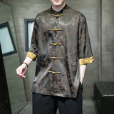 2024夏风男装中式盘扣唐装汉服短袖五分袖衬衫C229/Y971/P70，男装衬衫，电商C229