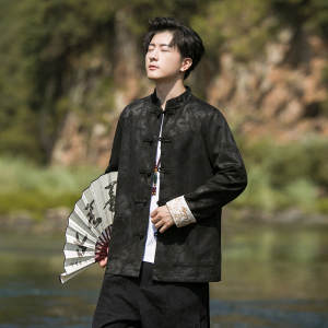 2024秋冬风男装鹿皮绒刺绣唐装汉服夹克外套C229/Y718/P105图片