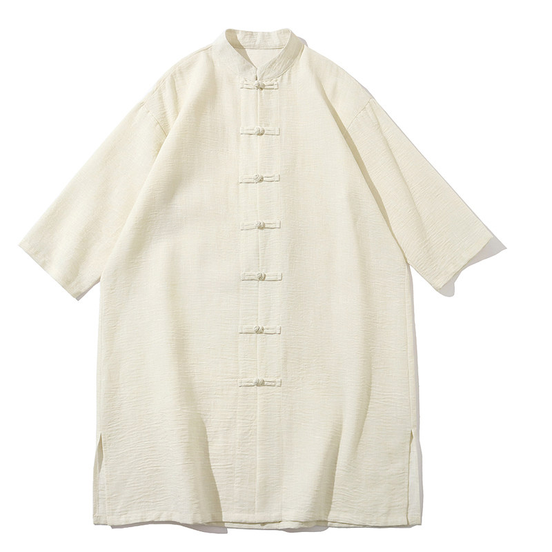 2025夏风男装棉麻亚麻唐装汉服长款衬衫衬衣C229-Y1092-P100,男装衬衫,电商C229