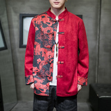 2023秋冬风男装鹿皮绒夹克唐装汉服外套大码C229/Y922/P105，男装夹克，电商C229