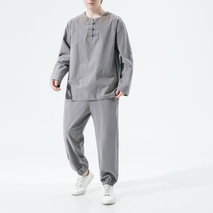 2024秋冬风男装棉麻刺绣唐装汉服套装两件套C229/TZ347/P100图片