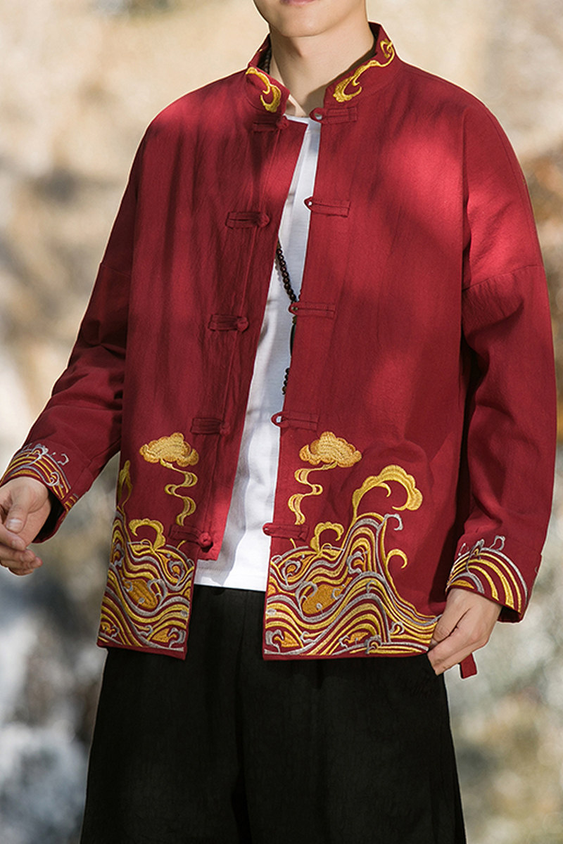 2024秋冬风男装刺绣盘扣中式唐装汉服夹克外套C229/Y63/P80,男装夹克,电商C229