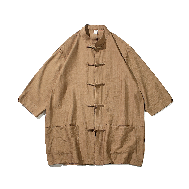 2024夏风男装唐装盘扣汉服短袖五分袖衬衫衬衣C229/Y729/P65,男装衬衫,电商C229
