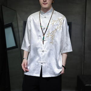2024春夏风男装刺绣冰丝唐装汉服短袖衬衫衬衣C229-Y1016-P65