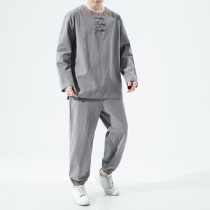 2024秋冬风男装棉麻刺绣唐装汉服套装两件套C229/TZ347/P100图片