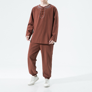 2024秋冬风男装棉麻刺绣唐装汉服套装两件套C229/TZ347/P100图片