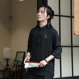 2024春夏风男装唐装汉服短袖五分袖衬衣衬衫C229-Y907-P65，男装衬衫，电商C229