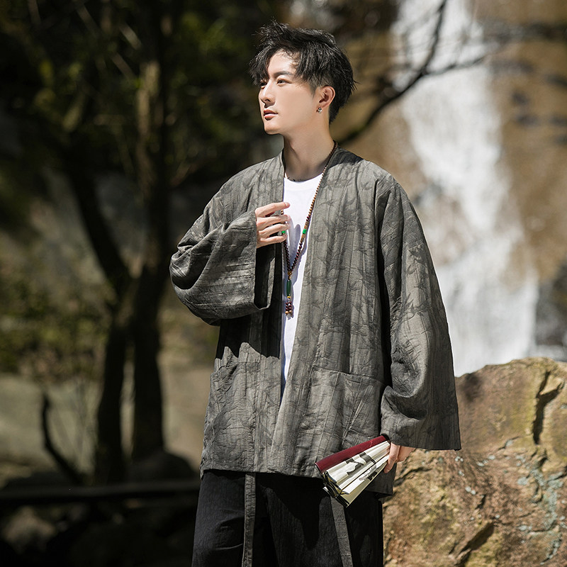 2024秋冬风男装棉麻亚麻唐装汉服风衣外套大码C229/Y791/P80,男装风衣,电商C229