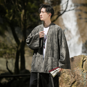 2024秋冬风男装棉麻亚麻唐装汉服风衣外套大码C229/Y791/P80图片