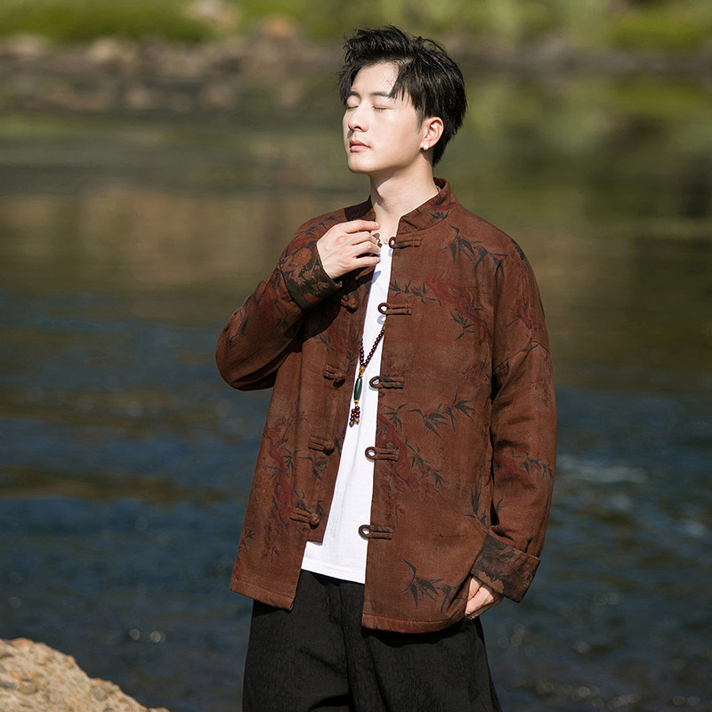 2024秋冬风男装棉麻盘扣中式唐装汉服夹克外套C229/Y768/P100，男装夹克，电商C229