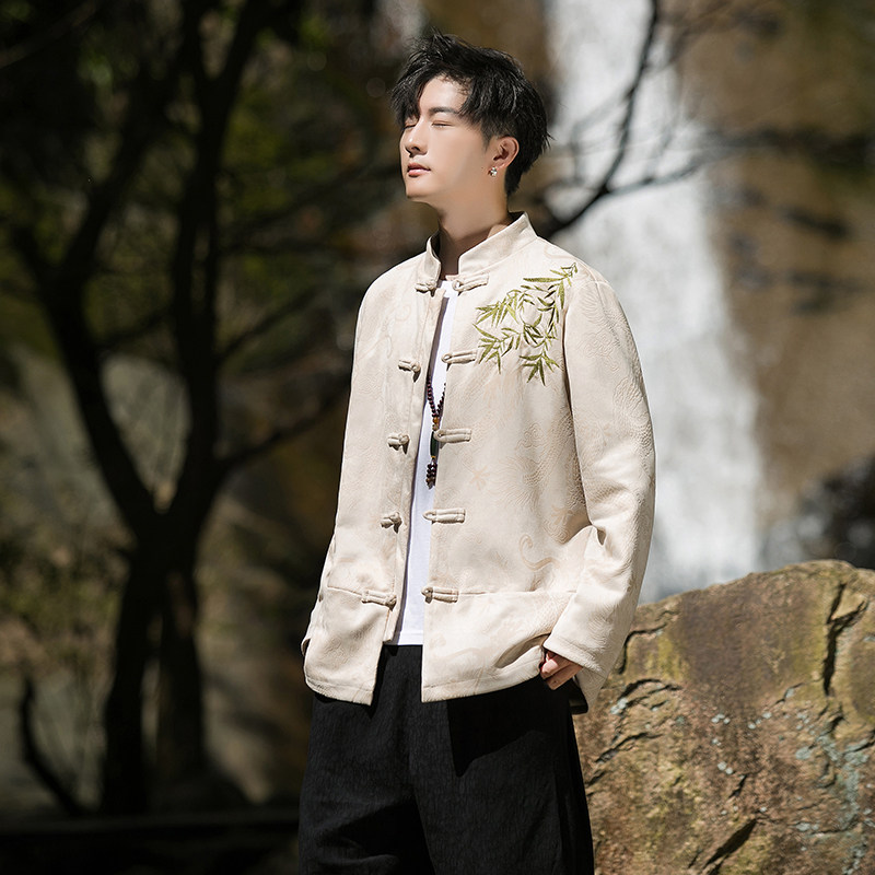 2024冬风男装鹿皮绒复古中式唐装汉服夹克外套C229/Y756/P105,男装夹克,电商C229