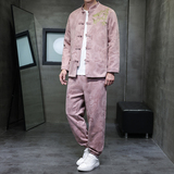 2025秋冬风男装刺绣唐装汉服套装两件套大码C229-TZ364-P160，男装休闲套装，电商C229