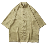 2024夏风男装冰丝唐装汉服短袖五分袖衬衫衬衣C229-Y903-P65，男装衬衫，电商C229