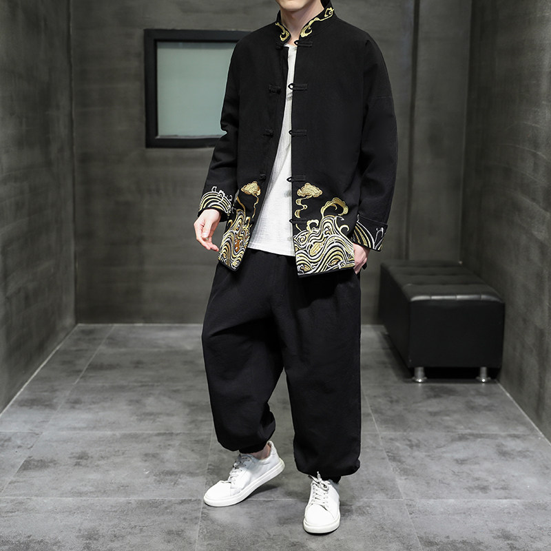 2025秋冬风男装唐装汉服中式套装两件套大码C229/TZ319/P110,男装休闲套装,电商C229