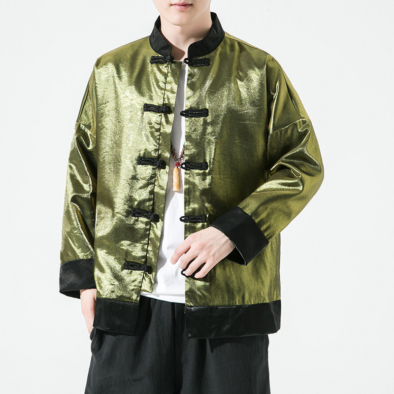 2024秋冬风男装冰丝唐装汉服撞色夹克外套大码C229/Y915/P85,男装夹克,电商C229