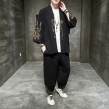 2024夏款风男装棉麻刺绣唐装汉服套装两件套C229/TZ871/P100，男装休闲套装，电商C229