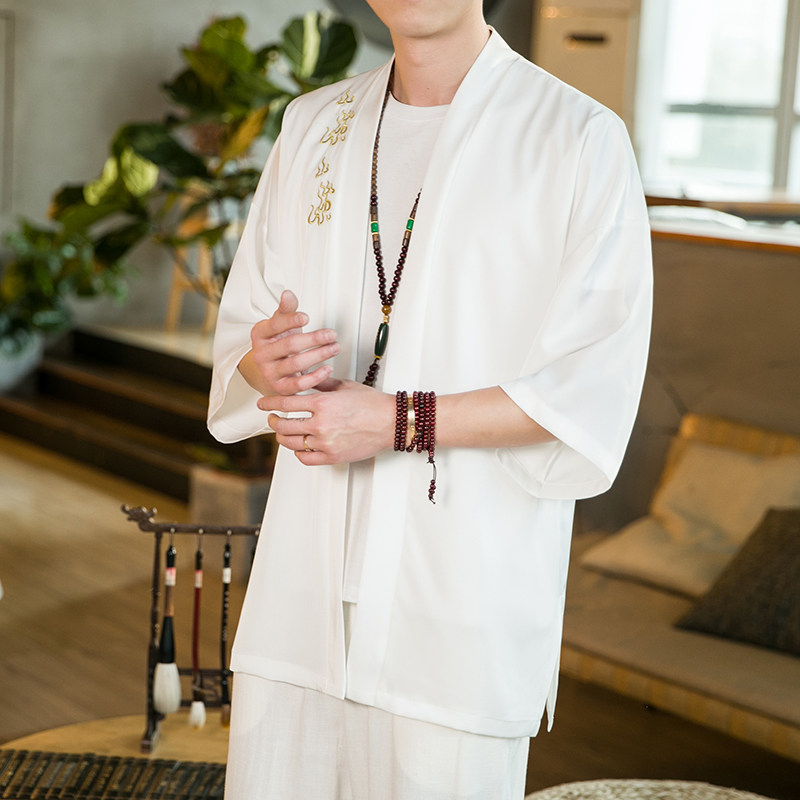 春夏风男装刺绣冰丝唐装汉服风衣男宽松大码C229/Y651/P50,男装衬衫,电商C229