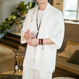 春夏风男装刺绣冰丝唐装汉服风衣男宽松大码C229/Y651/P50，男装衬衫，电商C229