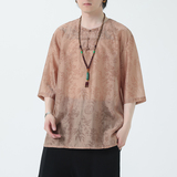 2024夏季风男装盘扣棉麻亚麻唐装汉服短袖T恤C229-T216-P60，男装T恤，电商C229