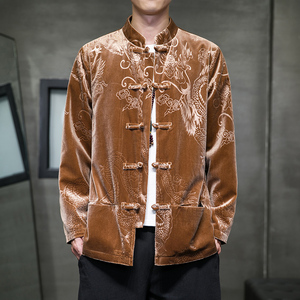 2025秋冬风男装丽丝绒唐装汉服夹克外套大码C229/Y790/P95图片