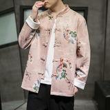 2024秋冬风男装鹿皮绒复古中式唐装汉服外套C229/Y625/P105，男装夹克，电商C229