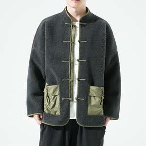 2024冬风男装盘扣唐装羊羔毛棉衣棉服外套白底C229/Y919/P140,秋冬季节明星穿搭图片