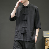 风男装复古中式唐装汉服短袖五分袖衬衫衬衣C229/Y729/P65，男装衬衫，电商C229