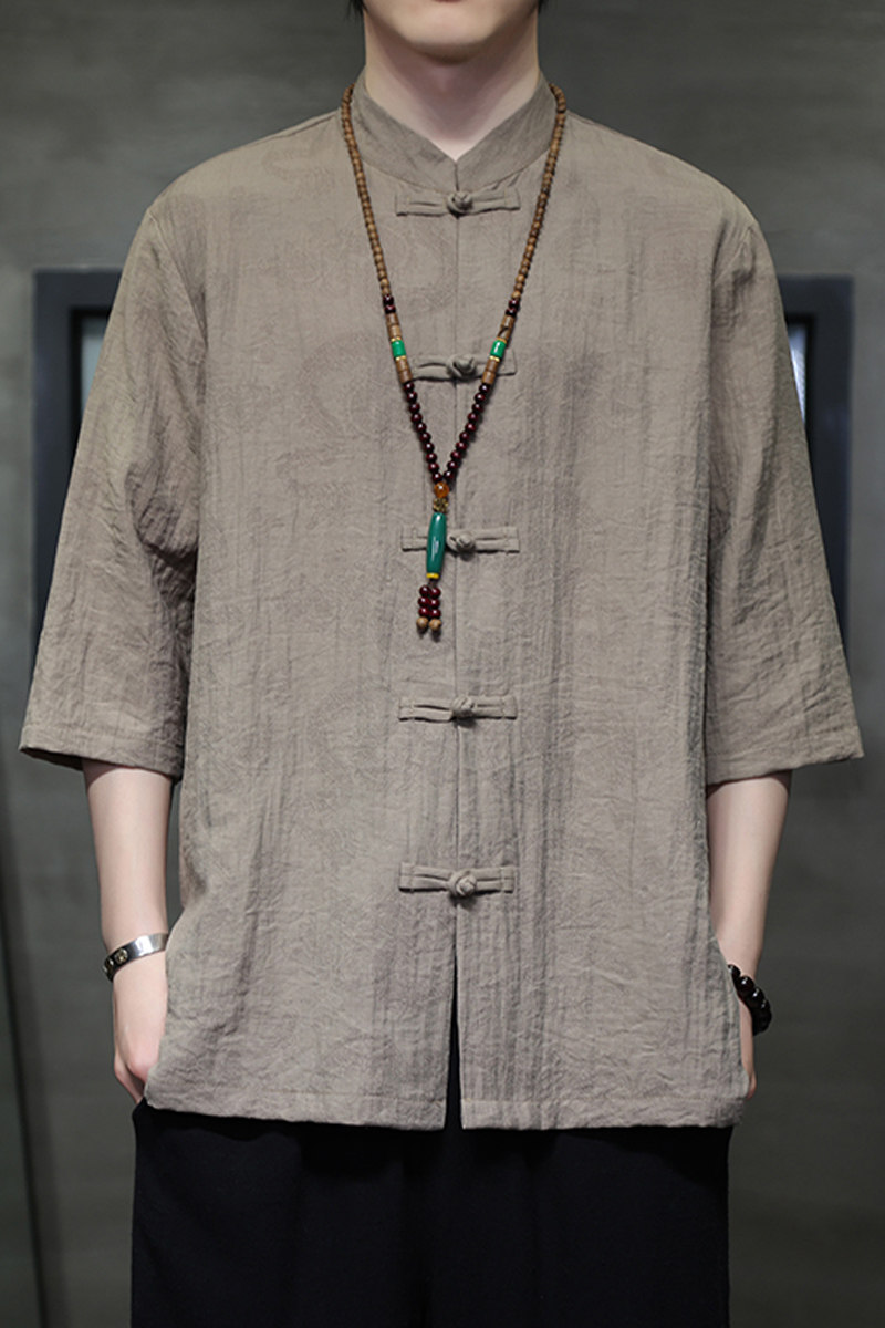 2024春风男装中式唐装汉服短袖五分袖衬衫衬衣C229-Y1017-P65,男装衬衫,电商C229