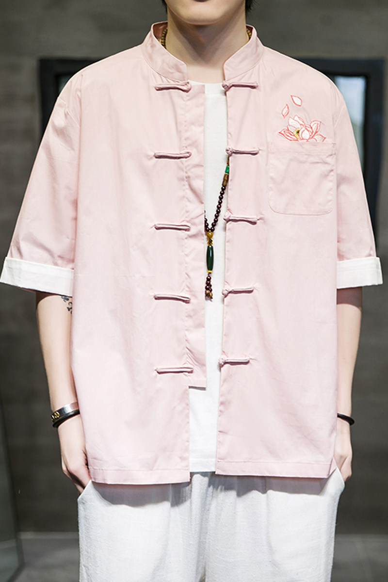 2023春夏风男装刺绣唐装汉服短袖五分袖衬衫C229/Y654/P65,男装衬衫,电商C229