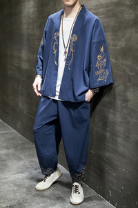 2023风男装棉麻亚麻刺绣唐装汉服套装两件套C229/TZ871/P100图片