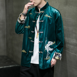 2024春夏新款风男装刺绣唐装汉服夹克外套大码C229/Y638/P70图片