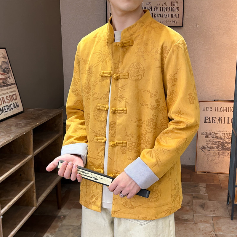 2025秋冬风男装鹿皮绒唐装汉服夹克外套大码C229/Y757/P105,男装夹克,电商C229