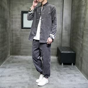 2024春风男装灯芯绒中式唐装汉服套装两件套C229/TZ338/P115图片